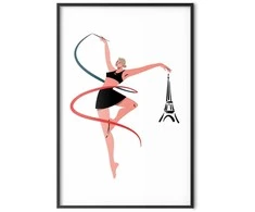 Artgeist Plakatas - Illustration of a Woman with a Ribbon - Artistic Gymnastics