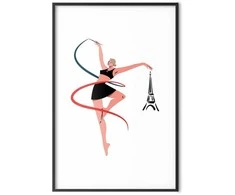 Artgeist Plakatas - Illustration of a Woman with a Ribbon - Artistic Gymnastics