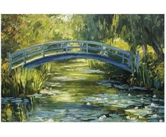 Artgeist Plakatas - Impressionist bridge - painting of a bridge against a picturesque background