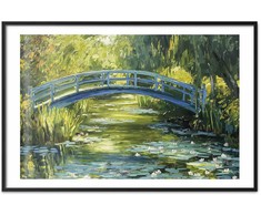 Artgeist Plakatas - Impressionist bridge - painting of a bridge against a picturesque background
