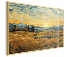 Artgeist Plakatas - Impressionistic fields - painted golden landscape with fields of grain