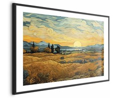 Artgeist Plakatas - Impressionistic fields - painted golden landscape with fields of grain