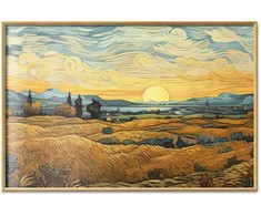 Artgeist Plakatas - Impressionistic fields - painted golden landscape with fields of grain