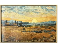 Artgeist Plakatas - Impressionistic fields - painted golden landscape with fields of grain
