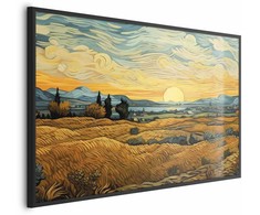 Artgeist Plakatas - Impressionistic fields - painted golden landscape with fields of grain