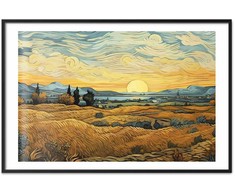 Artgeist Plakatas - Impressionistic fields - painted golden landscape with fields of grain