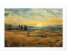 Artgeist Plakatas - Impressionistic fields - painted golden landscape with fields of grain