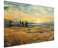 Artgeist Plakatas - Impressionistic fields - painted golden landscape with fields of grain