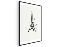 Artgeist Plakatas - Juodas Illustration of the Eiffel Tower on a Light Background