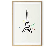 Artgeist Plakatas - Juodas Illustration of the Eiffel Tower on a Light Background