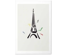 Artgeist Plakatas - Juodas Illustration of the Eiffel Tower on a Light Background