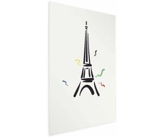 Artgeist Plakatas - Juodas Illustration of the Eiffel Tower on a Light Background