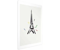 Artgeist Plakatas - Juodas Illustration of the Eiffel Tower on a Light Background