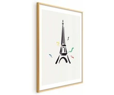Artgeist Plakatas - Juodas Illustration of the Eiffel Tower on a Light Background