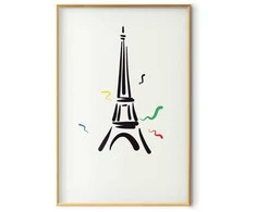 Artgeist Plakatas - Juodas Illustration of the Eiffel Tower on a Light Background