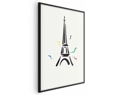 Artgeist Plakatas - Juodas Illustration of the Eiffel Tower on a Light Background