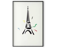 Artgeist Plakatas - Juodas Illustration of the Eiffel Tower on a Light Background