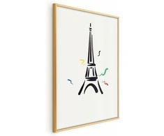 Artgeist Plakatas - Juodas Illustration of the Eiffel Tower on a Light Background