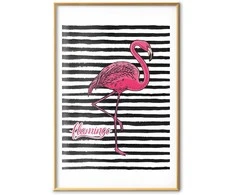 Artgeist Plakatas - Juodas Stripes and Flamingo