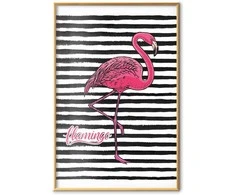 Artgeist Plakatas - Juodas Stripes and Flamingo