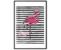 Artgeist Plakatas - Juodas Stripes and Flamingo