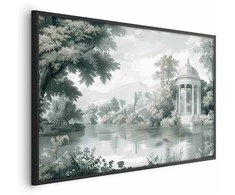 Artgeist Plakatas - Landscape with a Park and Lake in Retro Greens