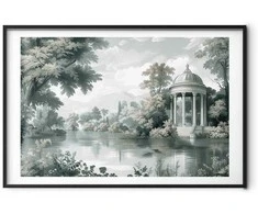Artgeist Plakatas - Landscape with a Park and Lake in Retro Greens