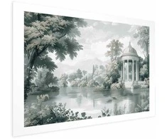Artgeist Plakatas - Landscape with a Park and Lake in Retro Greens