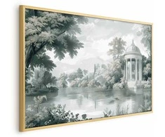 Artgeist Plakatas - Landscape with a Park and Lake in Retro Greens