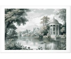 Artgeist Plakatas - Landscape with a Park and Lake in Retro Greens