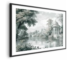 Artgeist Plakatas - Landscape with a Park and Lake in Retro Greens