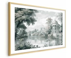 Artgeist Plakatas - Landscape with a Park and Lake in Retro Greens