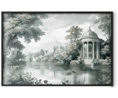 Artgeist Plakatas - Landscape with a Park and Lake in Retro Greens