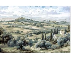 Artgeist Plakatas - Landscape with Sunny Žalias Fields