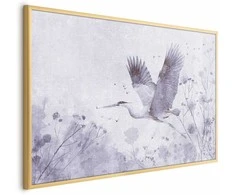 Artgeist Plakatas - Majestic Flight - crane in flight in a monochromatic, cool color palette