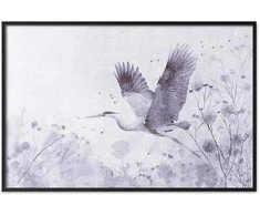Artgeist Plakatas - Majestic Flight - crane in flight in a monochromatic, cool color palette