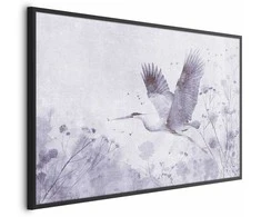 Artgeist Plakatas - Majestic Flight - crane in flight in a monochromatic, cool color palette