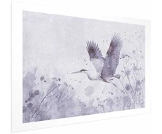 Artgeist Plakatas - Majestic Flight - crane in flight in a monochromatic, cool color palette