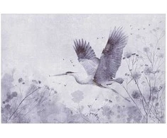 Artgeist Plakatas - Majestic Flight - crane in flight in a monochromatic, cool color palette