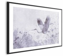 Artgeist Plakatas - Majestic Flight - crane in flight in a monochromatic, cool color palette