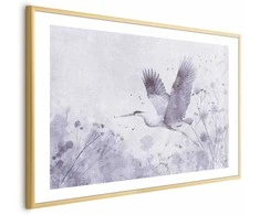 Artgeist Plakatas - Majestic Flight - crane in flight in a monochromatic, cool color palette