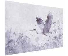 Artgeist Plakatas - Majestic Flight - crane in flight in a monochromatic, cool color palette