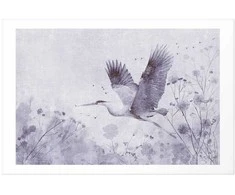 Artgeist Plakatas - Majestic Flight - crane in flight in a monochromatic, cool color palette