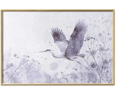 Artgeist Plakatas - Majestic Flight - crane in flight in a monochromatic, cool color palette