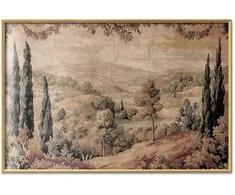 Artgeist Plakatas - Mediterranean Landscape - Old Tapestry with a Hill and Lake