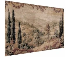 Artgeist Plakatas - Mediterranean Landscape - Old Tapestry with a Hill and Lake