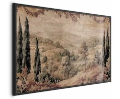 Artgeist Plakatas - Mediterranean Landscape - Old Tapestry with a Hill and Lake