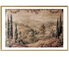 Artgeist Plakatas - Mediterranean Landscape - Old Tapestry with a Hill and Lake