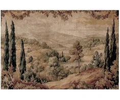 Artgeist Plakatas - Mediterranean Landscape - Old Tapestry with a Hill and Lake