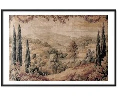 Artgeist Plakatas - Mediterranean Landscape - Old Tapestry with a Hill and Lake